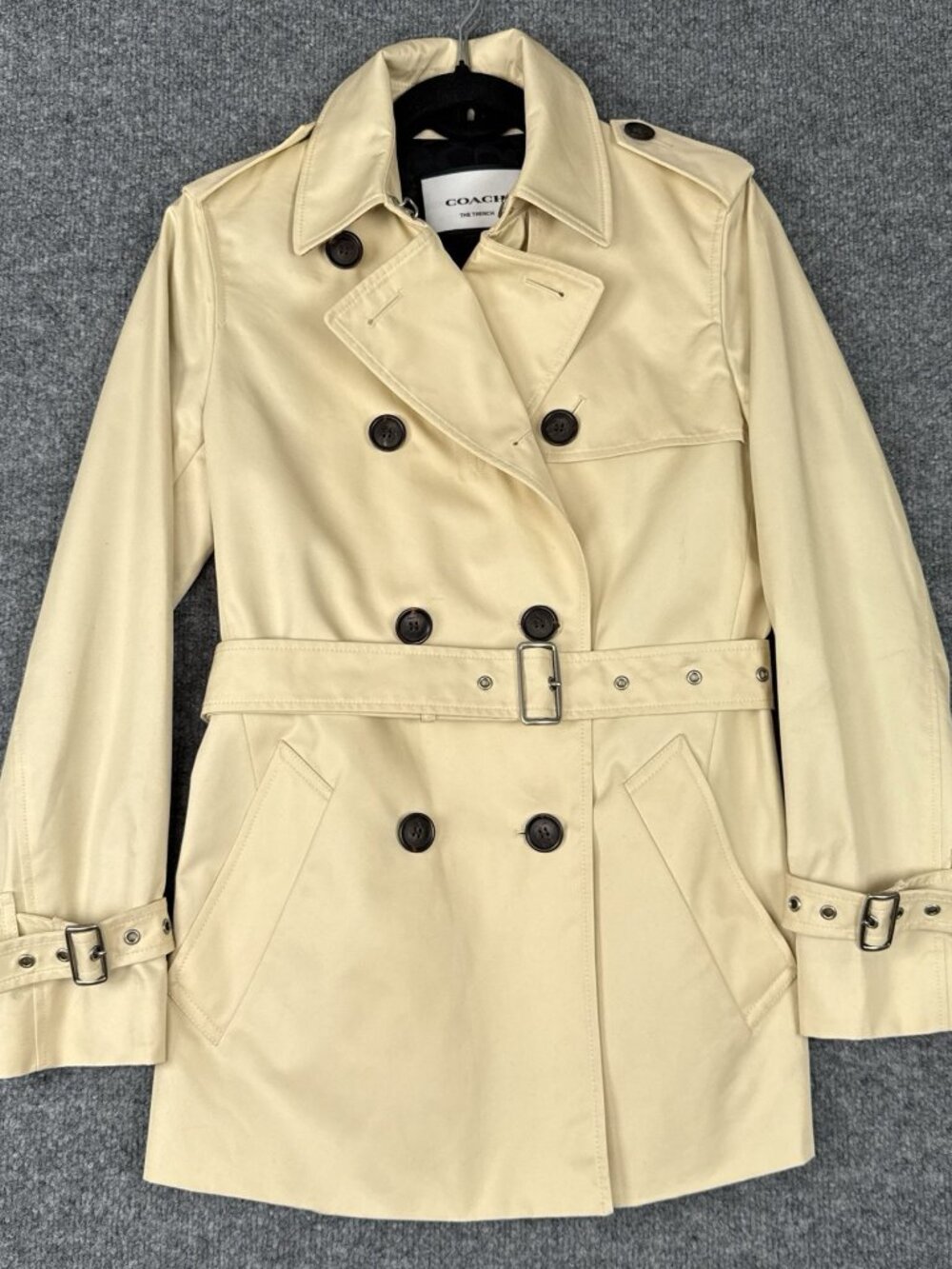 Coach The Trench CR115 Women's Trench Coat Size S Cream Beige Cotton